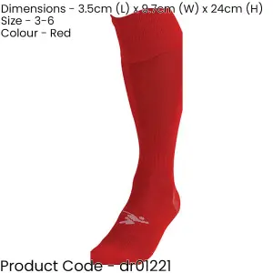 JUNIOR SIZE 3-6 Pro Football Socks - PLAIN RED - Ventilated Toe Protection