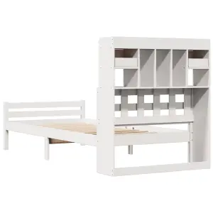 Berkfield Bookcase Bed without Mattress White 90x200cm Solid Wood Pine