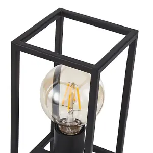 Vintage and Industrial Style Matte Black Table Lamp with Rectangular Cage Design