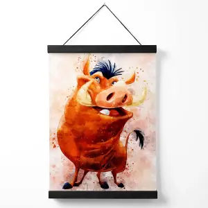 Pumba Watercolour Lion King Medium Poster with Black Hanger