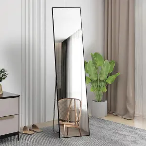 Black Rectangular Full Length Framed Mirror Freestanding or Wall Mounted Floor Mirror Dressing Mirror 150 cm x 40 cm