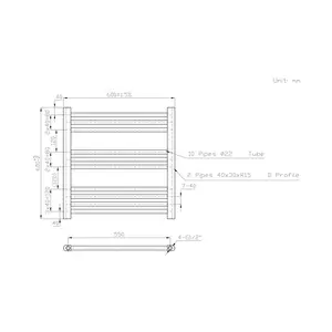 Wiest Straight Heated Towel Rail Radiator Bathroom Ladder Warmer Chrome / 60cm H x 60cm W x 3cm D