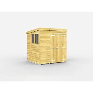 DIY Sheds 6x6 Pent Shed - Double Door With Windows