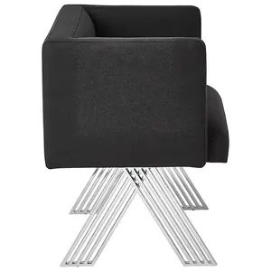 Luxurious Black Dining Chair with Silver Legs,Livingroom Armchair,Outdoor Patio Chair,Ideal As Kitchen Chair