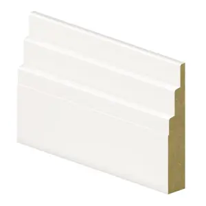 PACK OF 10 - Chamfered Stepped White Primed MDF Architrave - 18mm x 94mm x 2200mm