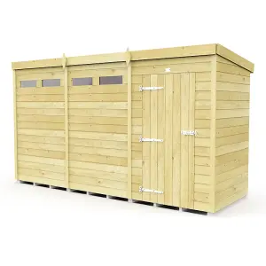 12 x 4 Feet Pent Security Shed - Single Door - Wood - L118 x W358 x H201 cm