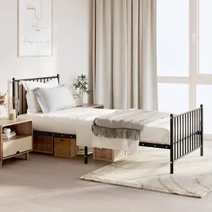 Berkfield Metal Bed Frame with Headboard and Footboard Black 90x200 cm