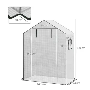 Outsunny PE Greenhouse Cover Replacement with Door and Mesh Windows, White