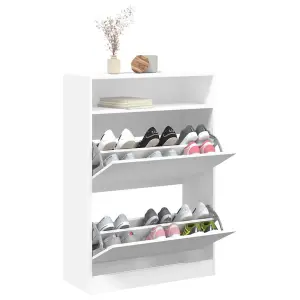 Berkfield Shoe Cabinet with 2 Flip-Drawers White 80x34x116 cm