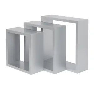 GoodHome Rigga Silver effect Cube shelf (L)23cm x (D)9.8cm, Set of 3