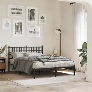 Berkfield Metal Bed Frame without Mattress with Headboard Black 120x190cm