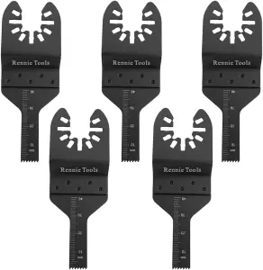 Rennie Tools Pack Of 5 x 10mm Wide Oscillating Multi Tool Blades Set For Wood & Plastic. Universal Fit Multitool Blades