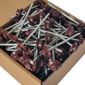 Pack of 400 Red Onduline Roofing Nails Fixings For Corrugated Bitumen Roofing Sheets