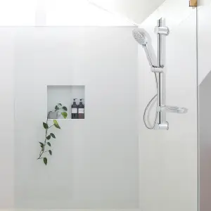 ENKI, ES020, Shower Slider Riser Rail Kit, Includes Adjustable Slider, 3 Setting Shower Head, Soap Dish, Hose, Durable Chrome