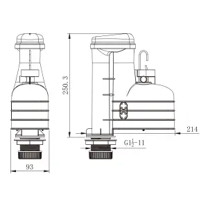 Flomasta Dual Standard Syphon, 57mm