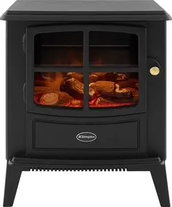 Dimplex BFD20E Brayford Optiflame Electric Stove, Black Cast Iron Effect, Free Standing Wood Burner Style With Artificial Logs, LED Flame Effect,