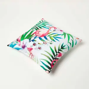 Homescapes Pink Flamingo Outdoor Cushion 45 x 45 cm, Set of 2