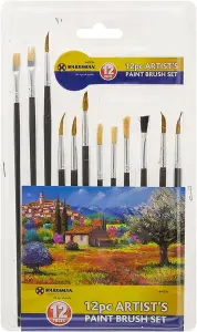 Set Of 24 Artist Paint Brush Set Painting Brushes Handle Bristles Art Tool