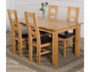 Oslo 150 x 90 cm Medium Oak Dining Table and 4 Chairs Dining Set with Yale Chairs