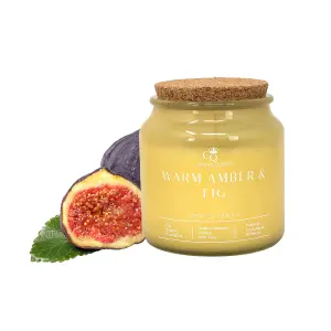 Scented Candle Queen 390g Jar Warm Amber Fig Aromatherapy Fragrance Single Wick