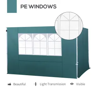 Outsunny Gazebo Replacement Exchangeable Wall Panels w/ Window, Dark Green