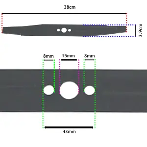 SPARES2GO Blade compatible with Flymo Glide Master 380 Domestic L400 Lawnmower (38cm)