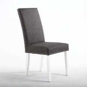 Richard Upholstered Dining Chair (Set of 2) Steel Grey Linen Effect / White