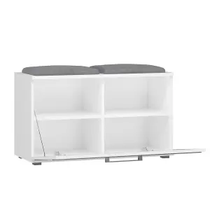 Opal Shoe Cabinet with Seat White