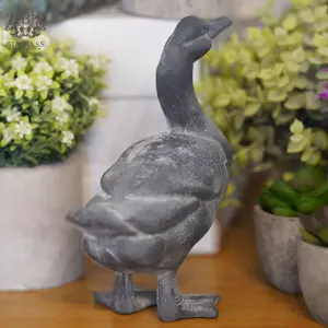 Cast Iron Duck Lead Finish Metal Statue Animal Home Garden Ornament Sculpture