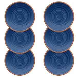 Purely Home Rustic Swirl Indigo Melamine Side Plates - Set of 6