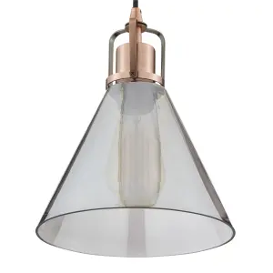 Inlight Dafyd Cone Antique copper effect LED Pendant ceiling light, (Dia)205mm