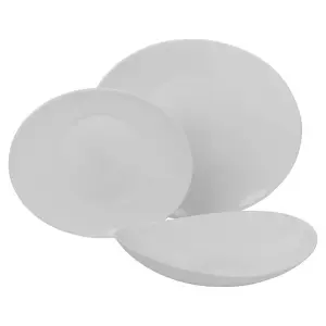 Queensway Home & Dining 26cm Diameter 12Pcs White Opal Glass Venice Boat Dinner Plates Soup Bowls Dinnerware Set