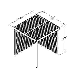 Forest Garden Modular Square Pergola, (H)2045mm (W)1970mm with 2 pairs of screens