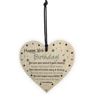 Red Ocean Funny 16th Birthday Gift For Daughter Son Wood Heart Novelty 16th Birthday Card