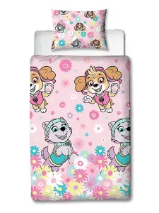 Paw Patrol Flowers Single Rotary Duvet and Pillowcase Set