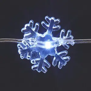 20 Ice white Snowflake wire LED With timer function String lights with 1.82m Silver cable