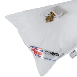 Homescapes Goose Feather & Down Camomile Pillow with Dried Camomile Insert