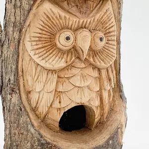 Handcarved Birdhouse - L15 x W15 x H30 cm