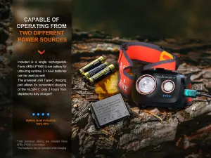 Fenix HL32R-T Blue, USB-C Rechargeable Head Torch - 800 lm - 132m Beam - Li-Poly Battery - 3x AAA Compatible - IP66 Weatherproof