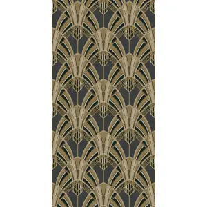 GDUK Art Deco Gatsby Calced Textured Wallpaper, Black