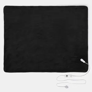 Teddy Fleece Electric Over Blanket Heated Remote, Black - 130 x 160cm