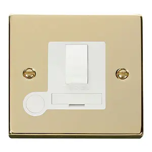 Polished Brass 13A Fused Connection Unit Switched With Flex - White Trim - SE Home