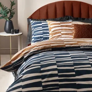 Hoem Piper Abstract Cotton Rich Reversible Duvet Cover Set