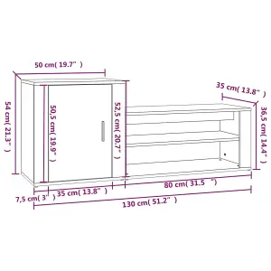 Shoe Cabinet High Gloss White 130x35x54 cm Engineered Wood