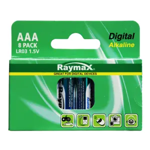 Raymax Digital Alkaline AAA LR03 1.5V Batteries  8 Packs. Total of 64 Batteries