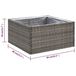 Berkfield Garden Planter Grey 80x80x40 cm Poly Rattan