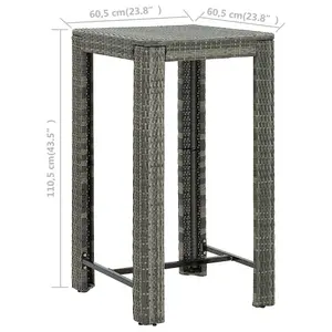 Berkfield Garden Bar Table Grey 60.5x60.5x110.5 cm Poly Rattan