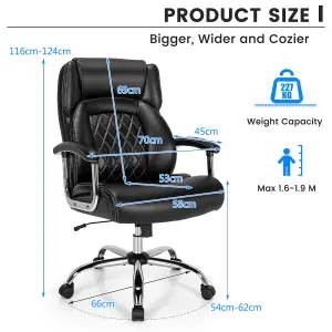 Costway PU Leather Office Chair Padded Modern Executive Chair Ergonomic Computer Desk