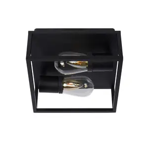 Lucide Carlyn Modern Flush Ceiling Light Bathroom - 2xE14 - IP54 - Black