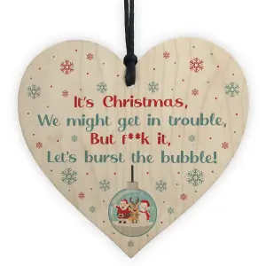 Funny Christmas Tree Decoration Lockdown Gift Wood Heart Family Gift Keepsake